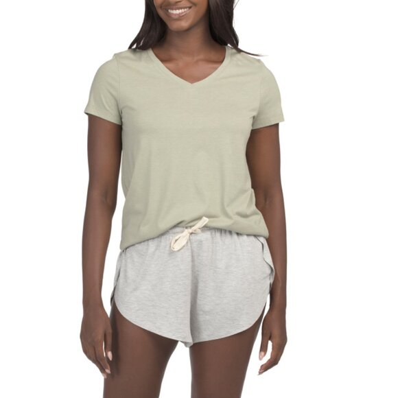 HANRO Crystal Made In Portugal Cotton Blend Relaxed V-neck Lounge T-shirt - Picture 1 of 2